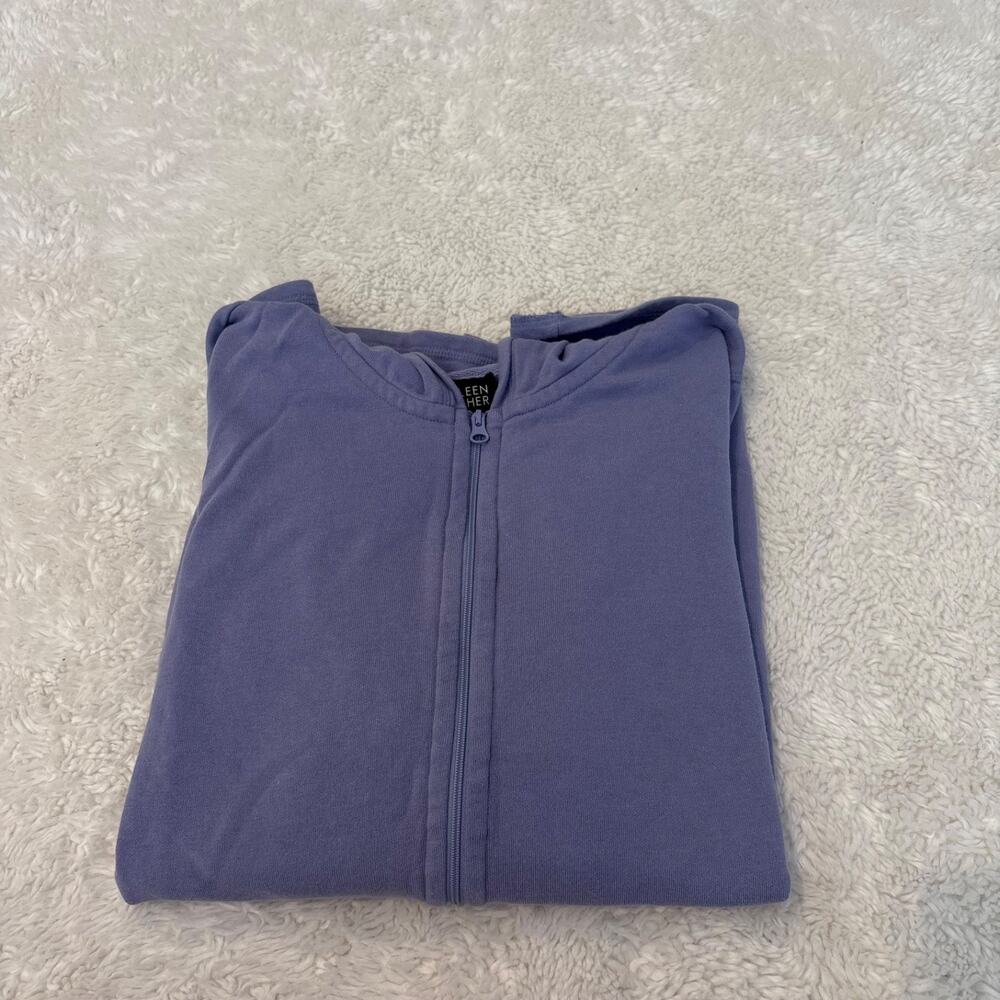 Eileen Fisher Womens Purple French Terry Hoodie M Organic Cotton Preppy Classic